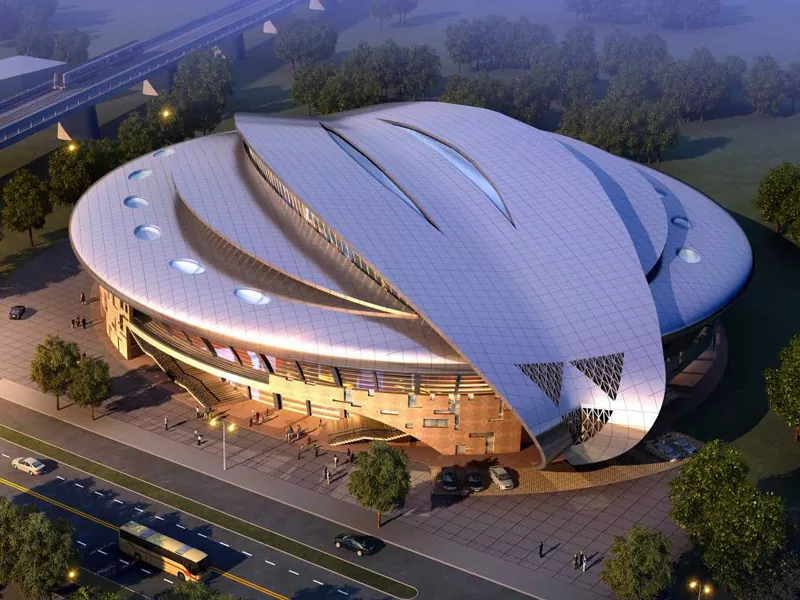 Konstruksi stadion Prefab kanthi struktur baja